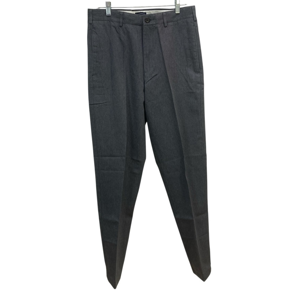 NEW LANDS END Gray Plain Front Traditional Fit Chino Pants Mens 32x34 Cotton